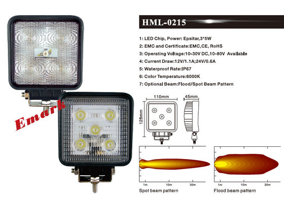 4Pcs 15w 1220LM স্পট LED ফগ লাইট ই-মার্ক LED ওয়ার্ক ল্যাম্প